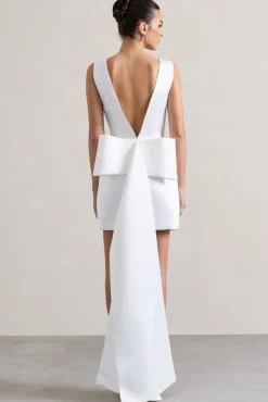 Peace | White Satin Mini Dress With Drape Detail