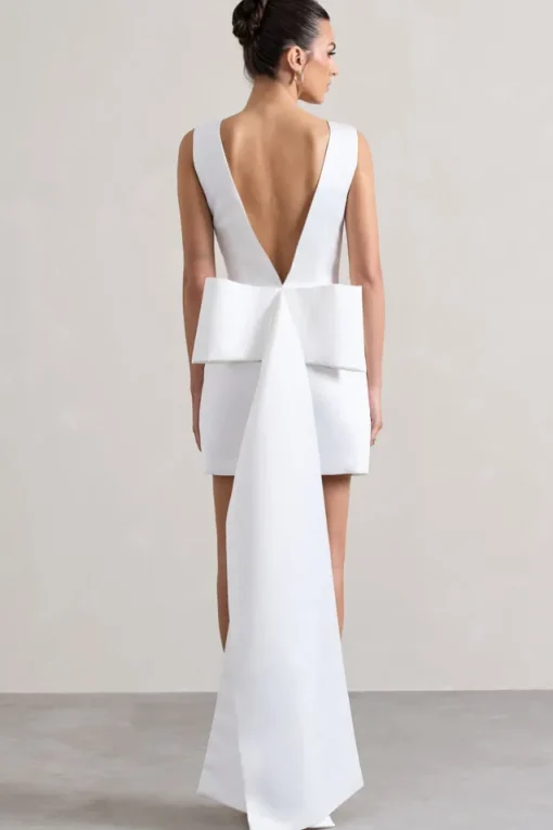 Peace | White Satin Mini Dress With Drape Detail