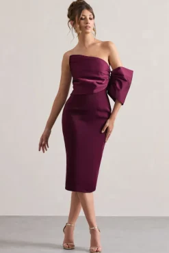 Perception | Plum Asymmetric One-Sleeve Midi Dress