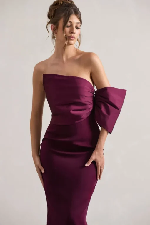 Perception | Plum Asymmetric One-Sleeve Midi Dress