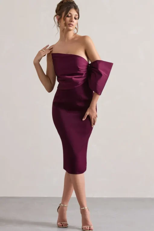 Perception | Plum Asymmetric One-Sleeve Midi Dress