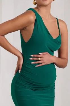 Phantasy | Bottle Green Maternity Cowl Neck Maxi Dress