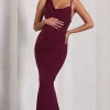Phantasy | Burgundy Maternity Cowl Neck Maxi Dress