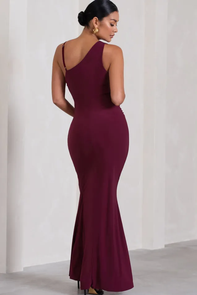 Phantasy | Burgundy Maternity Cowl Neck Maxi Dress
