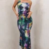 Phantasy | Watercolour Print Asymmetric Neckline Cowl Maxi Dress