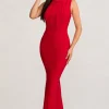 Phoenix | Red Sleeveless Maxi Dress with Hood