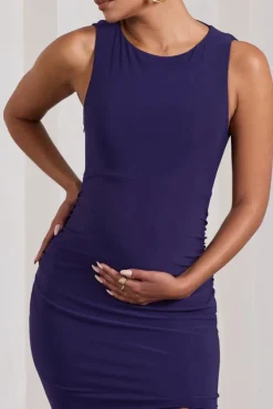 Pollie | Purple Cowl-Back Split Maternity Maxi Dress