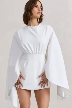 Presley | White Backless Skort Playsuit With Cape