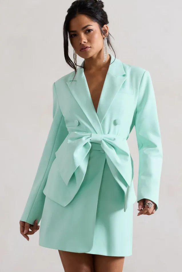Prized | Mint Green Tailored Blazer Dress With Bow