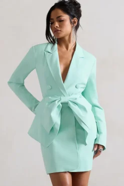 Prized | Mint Green Tailored Blazer Dress With Bow