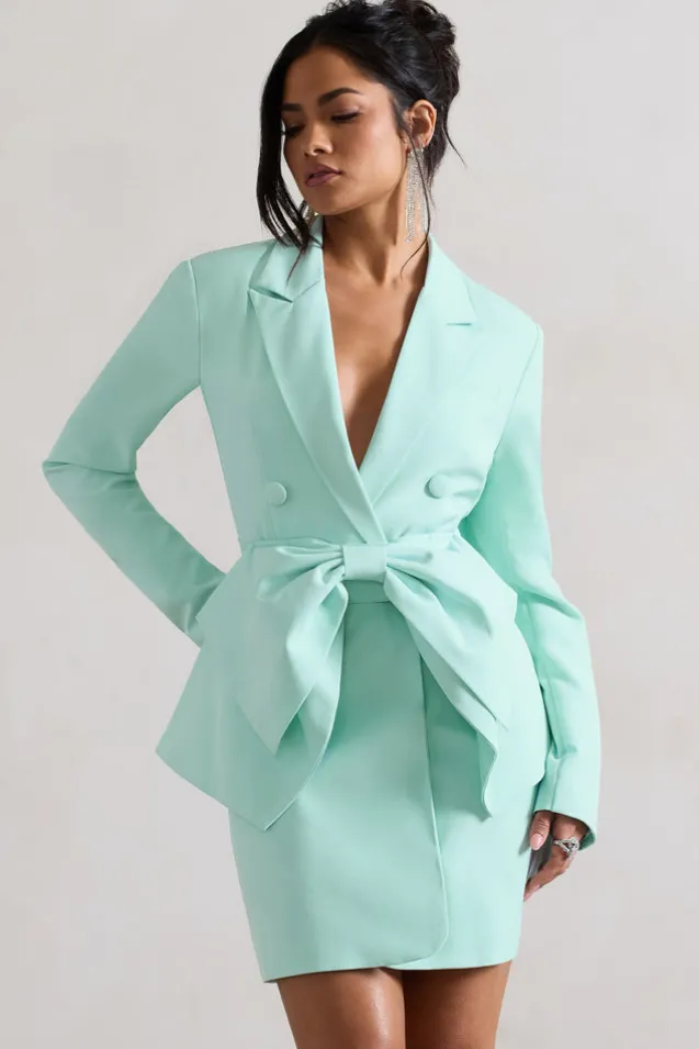 Prized | Mint Green Tailored Blazer Dress With Bow
