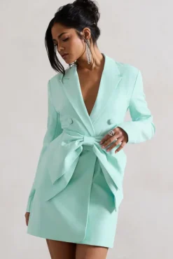 Prized | Mint Green Tailored Blazer Dress With Bow
