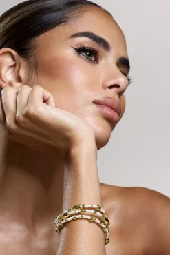 Raine | Gold Pearl Beaded Bracelet Set