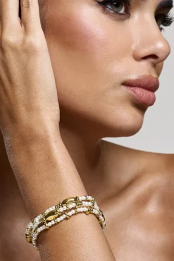 Raine | Gold Pearl Beaded Bracelet Set