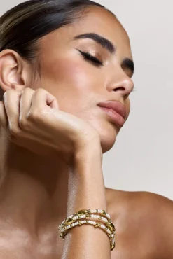 Raine | Gold Pearl Beaded Bracelet Set