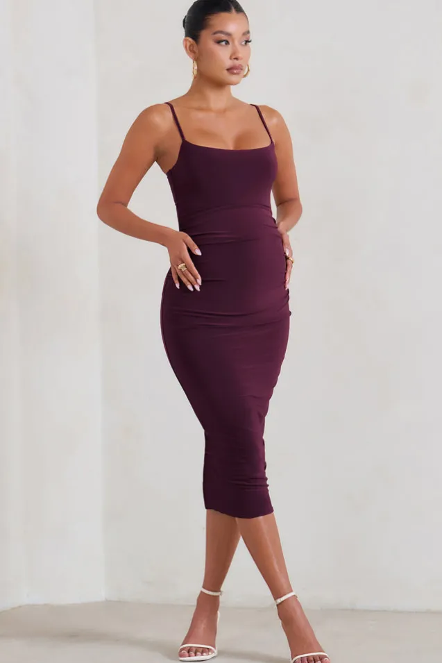 Raquel | Plum Maternity Cami Midi Dress With Split