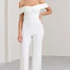 Recognition | White Off The Shoulder Ruched Jumpsuit