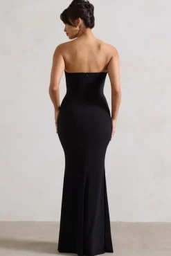 Reign | Black Corset Wrap Maxi Dress With Cape