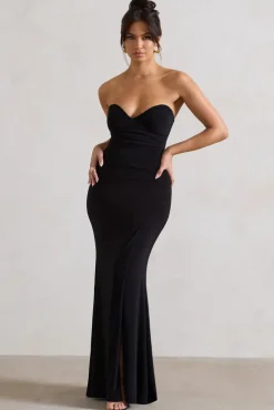 Reign | Black Corset Wrap Maxi Dress With Cape