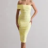 Remember Me | Lemon One Shoulder Midi Dress