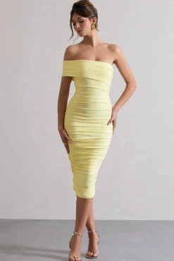 Remember Me | Lemon One Shoulder Midi Dress