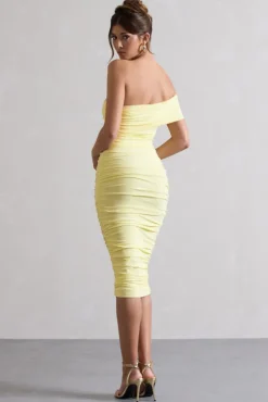 Remember Me | Lemon One Shoulder Midi Dress