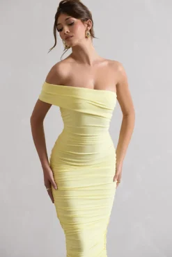 Remember Me | Lemon One Shoulder Midi Dress