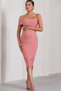 Remember Me | Pink Maternity One Shoulder Midi Dress
