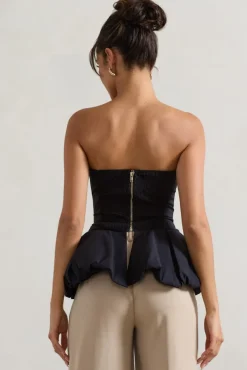 Roll With It | Black Bandeau Ruffle Top