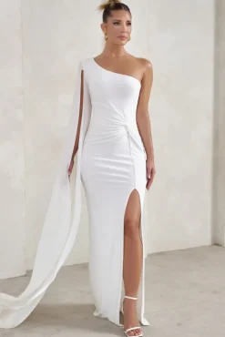 Romi | White One Shoulder Twist Design Maxi Dress