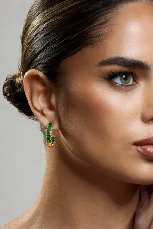 Rylie | Emerald Hoop Earrings