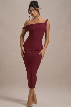 Salome | Berry Twisted Asymmetric Midi Dress