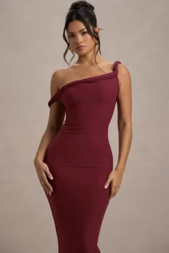 Salome | Berry Twisted Asymmetric Midi Dress