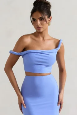 Sami | Blue Twisted Asymmetric Crop Top