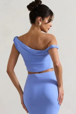 Sami | Blue Twisted Asymmetric Crop Top