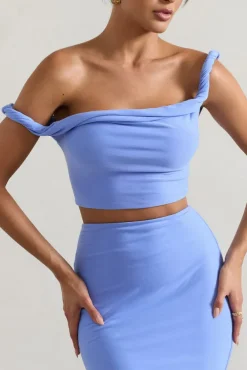 Sami | Blue Twisted Asymmetric Crop Top