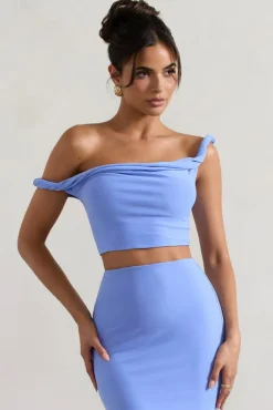 Sami | Blue Twisted Asymmetric Crop Top