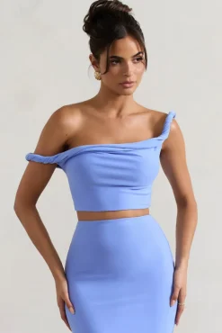 Sami | Blue Twisted Asymmetric Crop Top