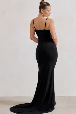 Sammi | Black Cami Plunge Wrap Maxi Dress