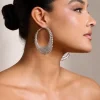 Saskia | Silver Diamante Hoop Earrings