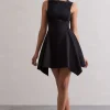 Scout | Black Sleeveless Draped Hem Mini Dress
