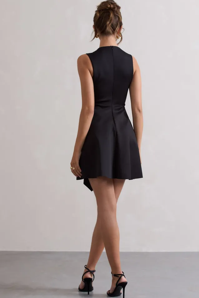 Scout | Black Sleeveless Draped Hem Mini Dress