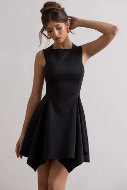 Scout | Black Sleeveless Draped Hem Mini Dress