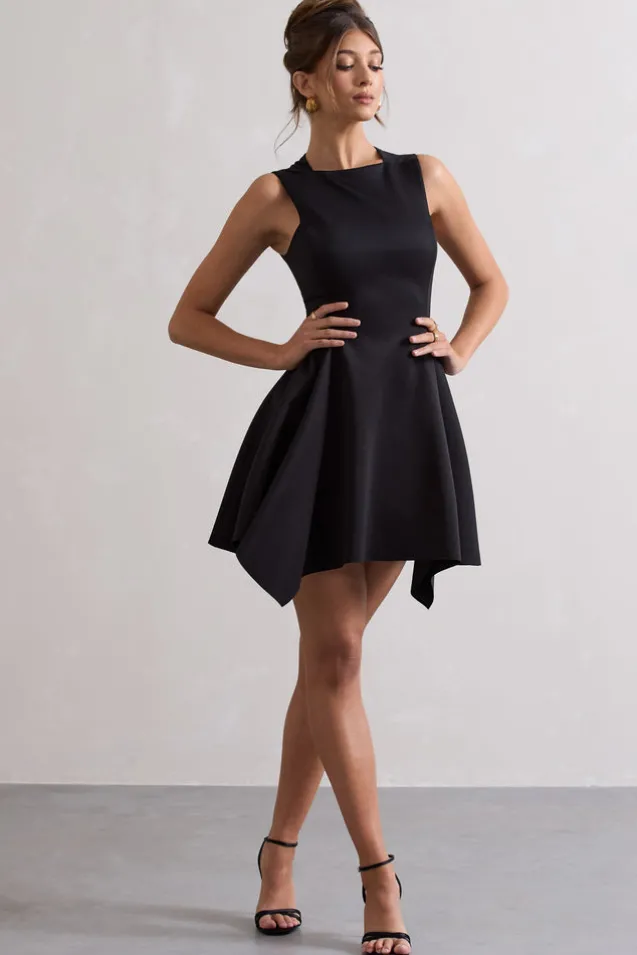 Scout | Black Sleeveless Draped Hem Mini Dress