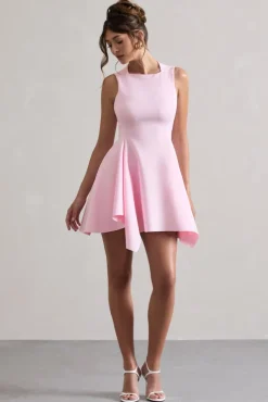 Scout | Pink Sleeveless Draped Hem Mini Dress