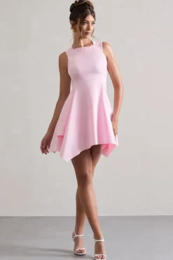 Scout | Pink Sleeveless Draped Hem Mini Dress