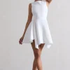 Scout | White Sleeveless Draped Hem Mini Dress
