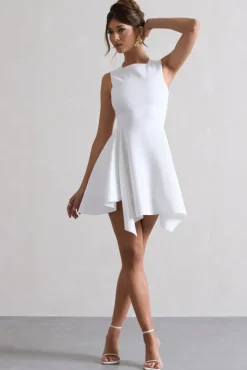 Scout | White Sleeveless Draped Hem Mini Dress