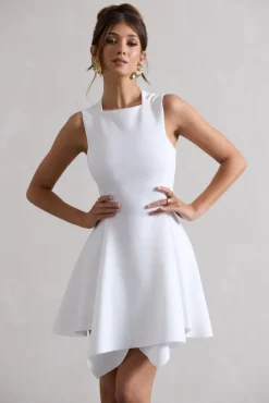 Scout | White Sleeveless Draped Hem Mini Dress