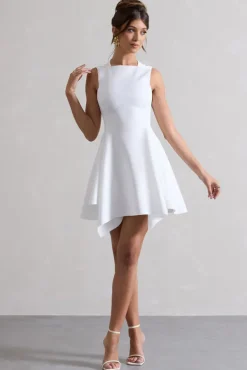 Scout | White Sleeveless Draped Hem Mini Dress
